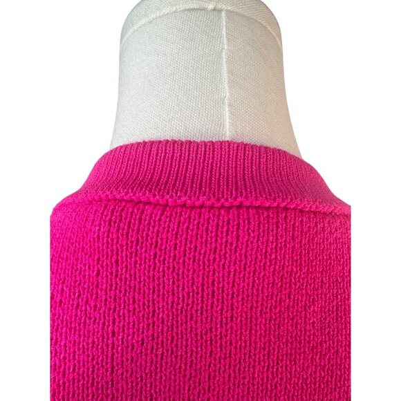 ZARA Bright Pink Short Sleeve Small Knit Cardigan With Gold Buttons & Pockets - Picture 13 of 16